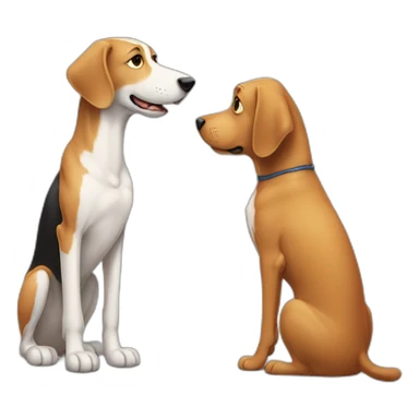 Tall dog small cat looking at each other sticker