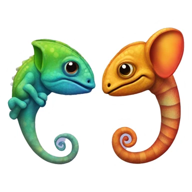 A multicoloured chameleon and an elephant sticker