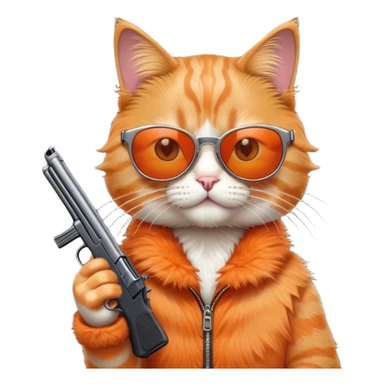 Cat wearing sunglasses and holding gun  sticker