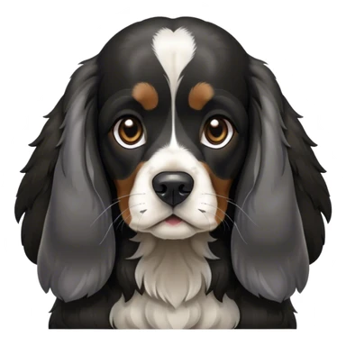english cocker spaniel black and dark silver with long ears and sitting  sticker