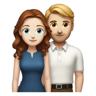 A white dark-brown hair blue eye guy and a white redhead hazel eye woman they are rich and they are hugged sticker