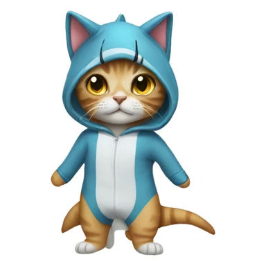 cat with shark onesie sticker