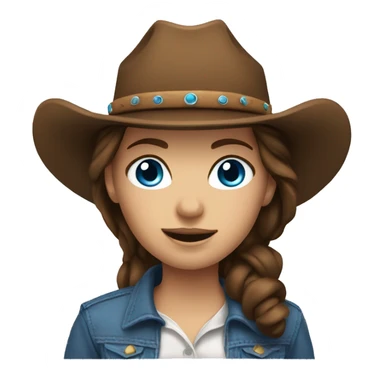 Cowgirl with brown hair and blue eyes sticker
