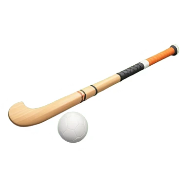 A field hockey stick and ball on a vibrant green grass field, with goalposts and clear field markings in the background. The scene emphasizes the bright, lush grass, highlighting the fast-paced and strategic nature of hockey on a well-maintained pitch. sticker