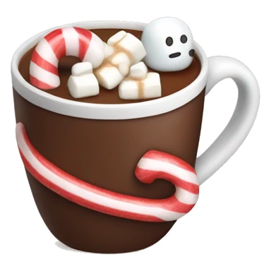Hot chocolate with a candy cane and marshmallows sticker