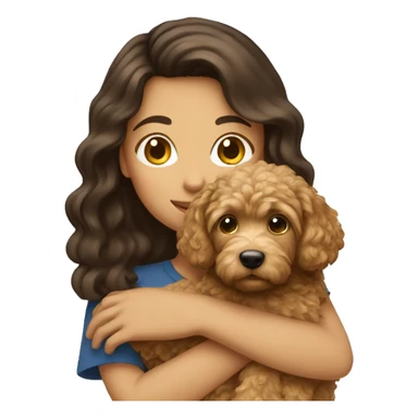 brunette girl holding golden doodle  sticker