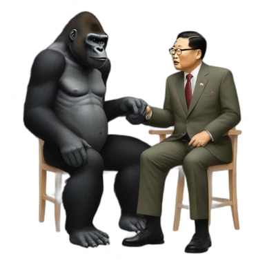 Gorilla meeting supreme leader Kim Yong UN sticker