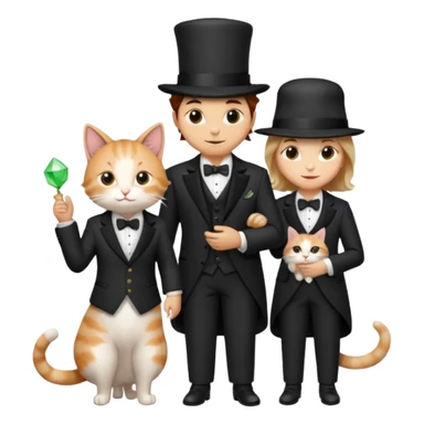 magician couple and their pet cat sticker