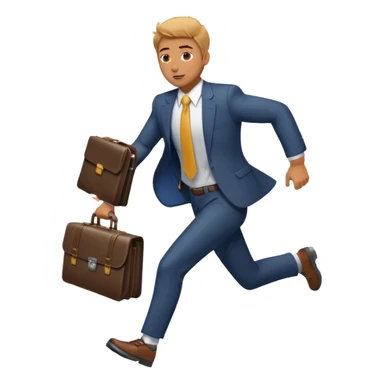 man in suit running with briefcase sticker