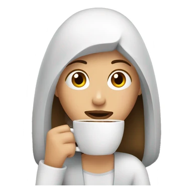 tired french girl with laptop drinking a lot of coffee sticker