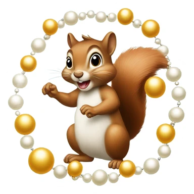 Pearls with a squirrel sticker