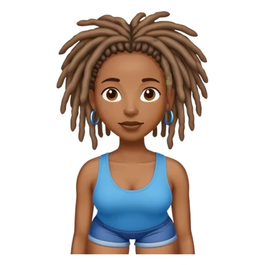 Black woman with locs in blue short sticker
