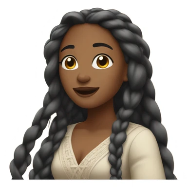 attractive black woman with her eyes closed with long braids, flowy dress singing with closed eyes sticker