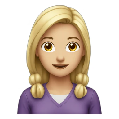 caucasian girl working sticker