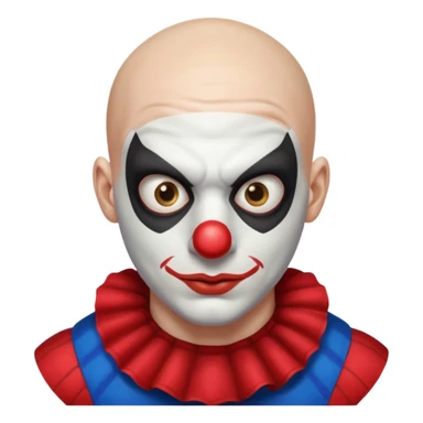 Create a man Spider-Man with clown nose, no hair, white eyes sticker