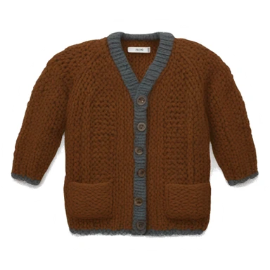 Knitted wool cardigan brown sticker