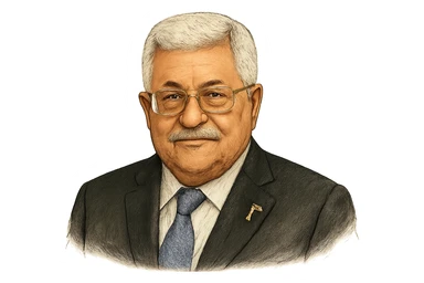 Махмуд Аббас в слегка рисованном, но при это объемный стиль, прозрачный фон sticker