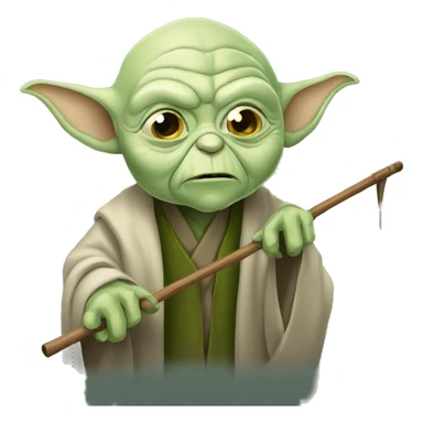 old frail bald yoda with a cane sticker