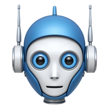 tête de robot cosmonaute bleu et blanc avec une antenne et des yeux plié sticker