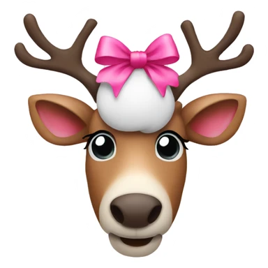 Reindeer with long eyelashes and pink bow and pink nose sticker