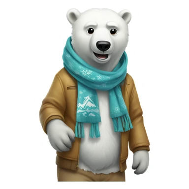Polar bear with hoodie and scarf snowboarding sticker