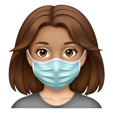 girl brown hair with a masck  sticker