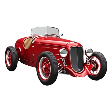  Ruby Fenderless extended-wheelbase 1933 luxury racing Ford lowered powerful V-8 engined racing car featuring advanced rugged 4 wheel independent suspension, power steering, disc brakes, small leather covered steering wheel, side mounted cowl exhaust  sticker