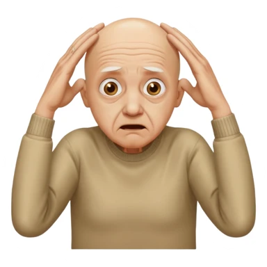 A bald person who’s very old is staring, he’s inside a toilet and his head is upright and looking at the camera with very wide eyes and his hands are putting pressure on his head, very scared expression and he’s twerking sticker