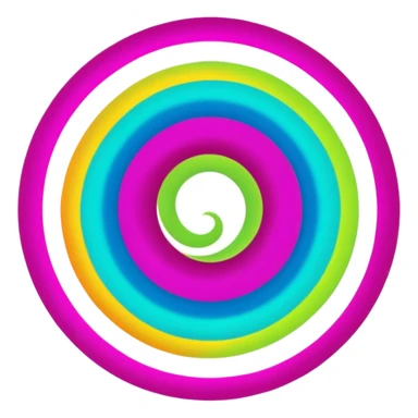 create  a Circular emoji, thin black outline, neon energy tornado vortex, clockwise glowing spiral, blue and green outer swirls, magenta and purple core, red inner arc, yellow-orange base glow, smooth gradients, psychedelic futuristic style, high saturation, intense glow, centered sticker