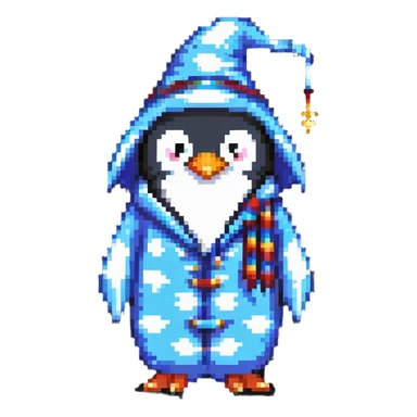 wizard penguin wearing pajamas sticker