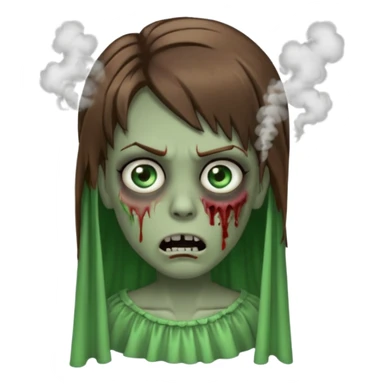 зомби который стоит лицом ко мне. прическа волосы лежат как шторки, карие зеленые глаза, с дымом изо рта. типо swag sticker