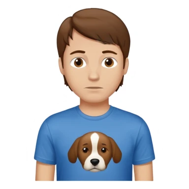 Man with brown hair wearing no dogs allowed shirt sticker