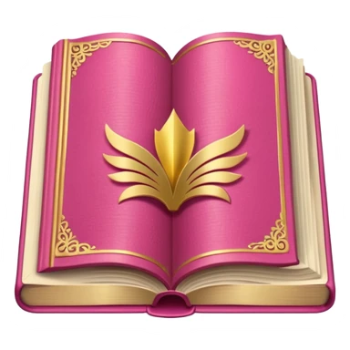 An open pink book, details in border
 sticker