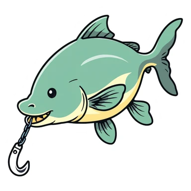 Catfish with hook in its mouth sticker