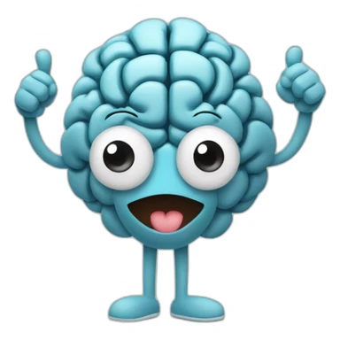 brain had eyes, mouth with smile, hands and legs (looks like human) showing a thumbs up sign. sticker