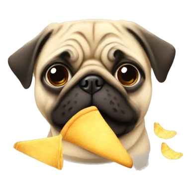 Pug eating chips sticker