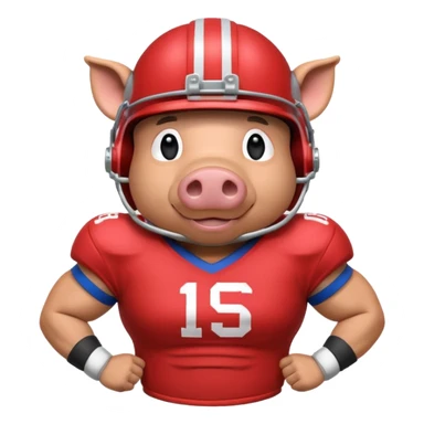 american football player pig with sticker