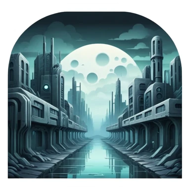 Spectral Gloomy Dystopian Apocalyptic Aesthetic Scenery Deco sticker