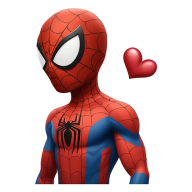 Spider-Man holding a heart sticker