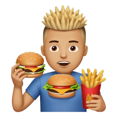 fast-food lover man  with spiky hair mohawk  sticker