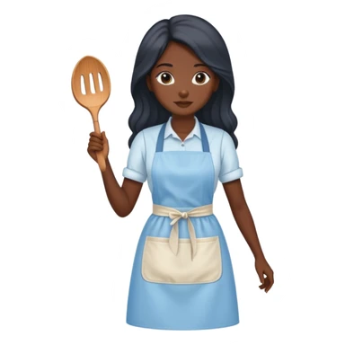 Black skin long hair lady with a light blue apron sticker