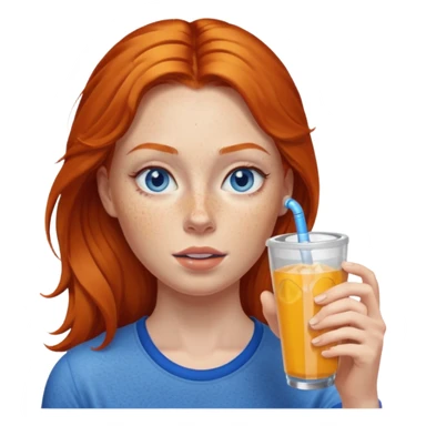 ginger woman sipping energy drink blue eyes sticker