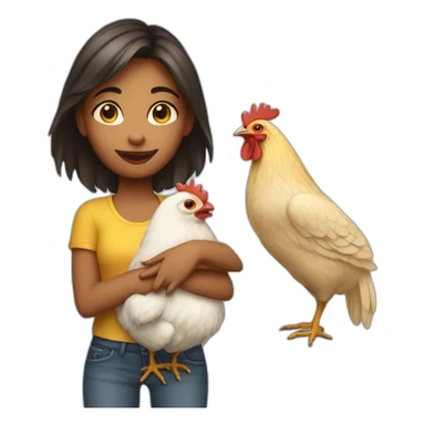 girl with chicken pet sticker