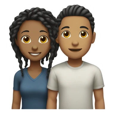 Smiling Asian boy and black girl with locs sticker