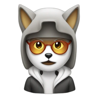 Programmer with Japanese kitsune mask sticker