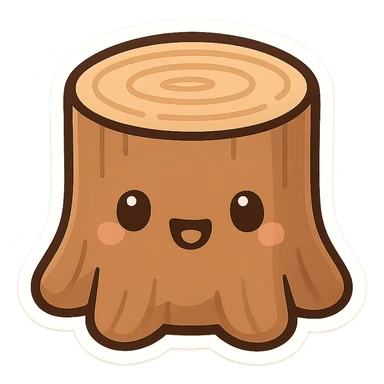 cartoon-style tree trunk with rounded edges, no branches or leaves sticker