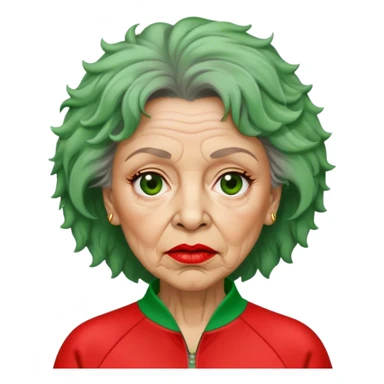 Han Mi-nyeo : Age: Late 60s
Appearance: A middle-aged woman with wrinkles, frizzy, messy brown hair and dramatic red lipstick.
Outfit: Green player tracksuit sticker