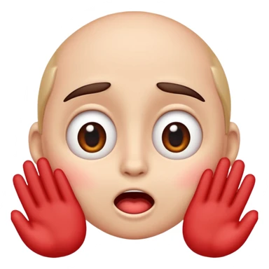 An emoji with wide eyes, red blushing cheeks, a small open mouth (like saying “uh-oh”), and an awkward or surprised expression. Optional: hands near the face. sticker