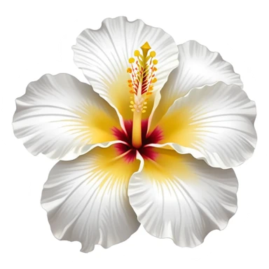 white hibiscus flower with yellow center sticker
