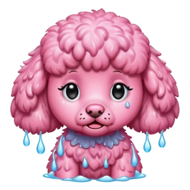 Pink poodle crying sticker
